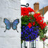 HONGLAND Metal Butterfly Wall Decor Outdoor Indoor Art Sculpture Hanging Glass Decorations Blue for Home Garden Bedroom...
