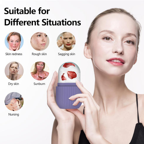 Ice Roller for Face and Eye, Silicone Ice Facial Roller Ice Holder, Face Ice Mold Skin Care, Face Icers Reusable Ice Cube Roller for Shrink Pores ...