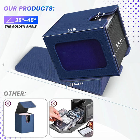 MTG Deck Box for Commander Display,Card Deck Box Fits 100 Double Sleeved Cards, Magic Commander TCG Card Leather Storage Box with 2 Dividers and 1...