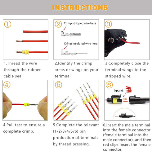 10 Kit 3 Pin Connector, 20-16 AWG Waterproof Electrical Automotive Wire Connector, 1.5mm Series Terminals Male Female Car Connectors Plug Sets...