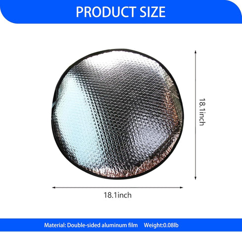 1 Pack Car Steering Wheel Sun Shade Cover, 18.11In x 18.11In Foldable Reflective Thicken Steering Wheel Heat Insulation Cover, Universal Reused Wa...