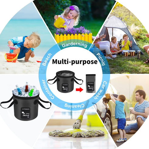 AUTODECO Collapsible Bucket 5 Gallon Container Folding Water Bucket Portable Wash Basin for Camping Fishing Travelling Outdoor Gardening Car Washi...