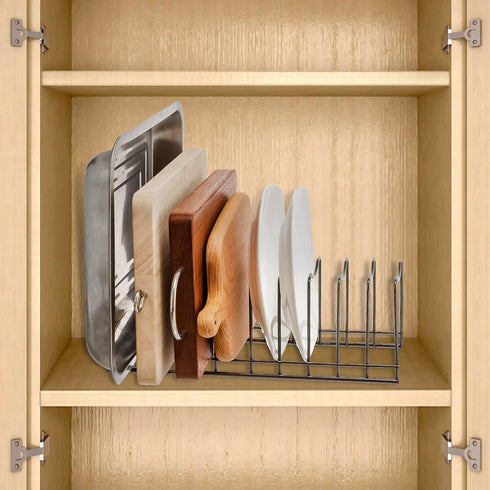 Pot Lid Holder Organizer, Kitchen Countertop Storage Rack Cutting Boards, Bakeware, Pots & Pans, Serving Trays, Reusable Containers in Cabinet Pan...