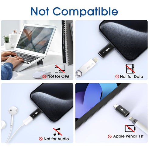 TechMatte 3 Pack Lightning to USB-C Adapter, PD Fast Charging Compatible with Phone 15/Plus/Pro/Pro Max and More Type C Devices, Support Data Tran...