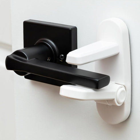 Childproof Door Lever Lock (3 Pack) Easy Install Child Proof Door Lock, Secure 2 Button Design - ABS Material Door Locks for Kids Safety, One Hand...