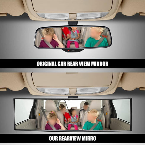 1 PC Rear View Mirror, 11.4 inch Panoramic Rearview Mirror, Interior Clip-on Wide Angle Rear View Mirror, Reduce Blind Spot Effectively Universal ...
