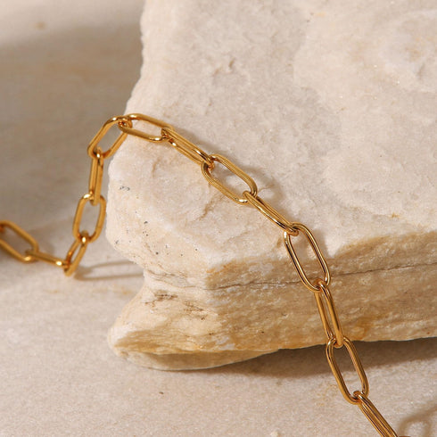 Dainty Paperclip Link Anklet 18K Gold Plated...
