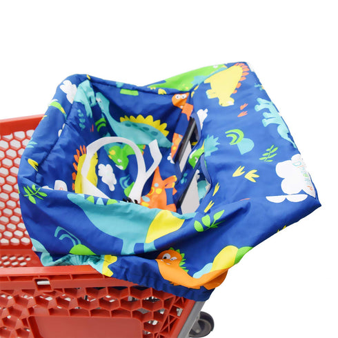 Portable Shopping Cart Cover, High Chair and Grocery Cart Covers for Babies, Kids, Infants & Toddlers, Attached Carry Bag (Simple Dinosaur)...