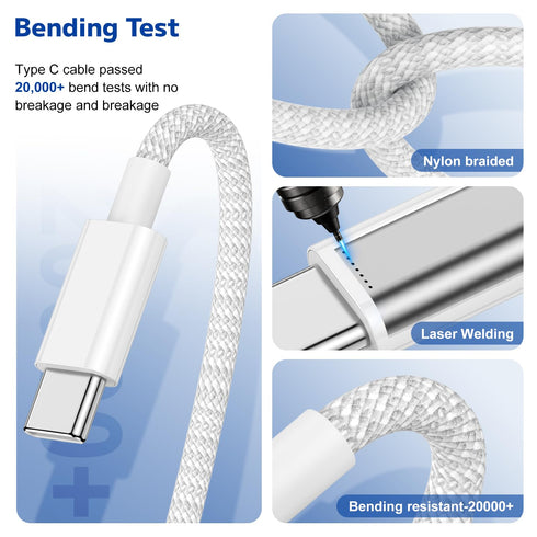 Type C to Type C Fast Charging Cable for iPhone15 pro,2Pack Nylon Braided USB C to USB C 10 feet Charger Cable for iPhone15 pro max/iPhone15 Mini/...