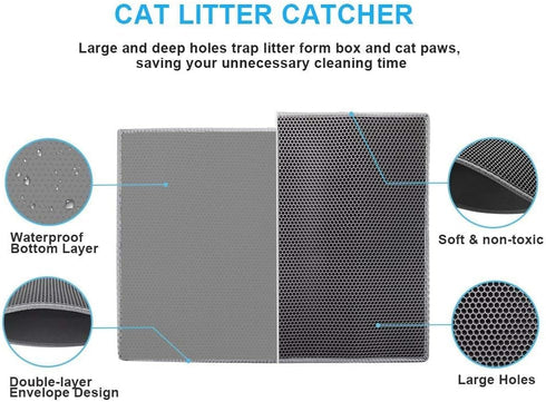 Pieviev Cat Litter Mat Double Layer Waterproof Urine Proof Trapping Mat 1 Pack (Gray, 24x15 Inch (Pack of 1))...