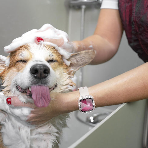 NewWays 2 in 1 Waterproof Bling Case 44mm for Apple Watch Screen Protector SE Series 6 5 4, Lace Full Glitter Diamond Rhinestone Bumper Face Cover...