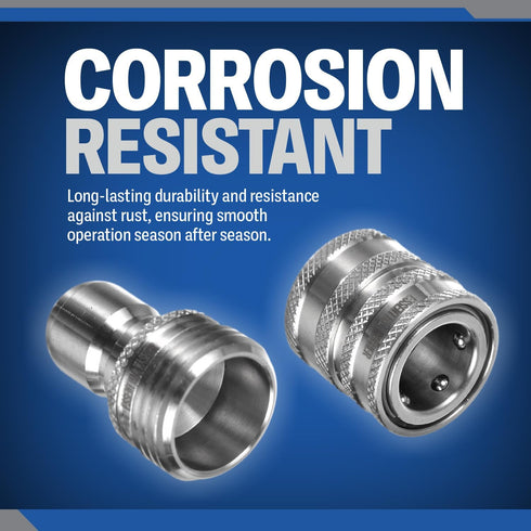 ESSENTIAL WASHER Garden Hose Quick Connect Hose Fittings - 3/4 Inch Stainless Steel Water Hose Quick Connect Set - Garden Hose Connector Set, Pres...