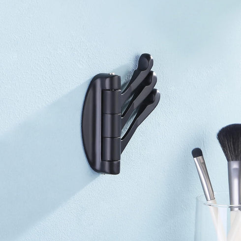 KES Solid Metal Coat Hook Folding Swing Arm Swivel Hook with Multi Three Foldable Arms for Bathroom Kitchen Garage Wall Mount Matt Black, A5060-BK...