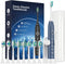 Electric Toothbrush Set IPX7 with 8 Brush Heads, Sonic Toothbrush for Adults Rechargeable with Travel Case, 2.5 Hours Charge for 120 Days, 5 Modes...