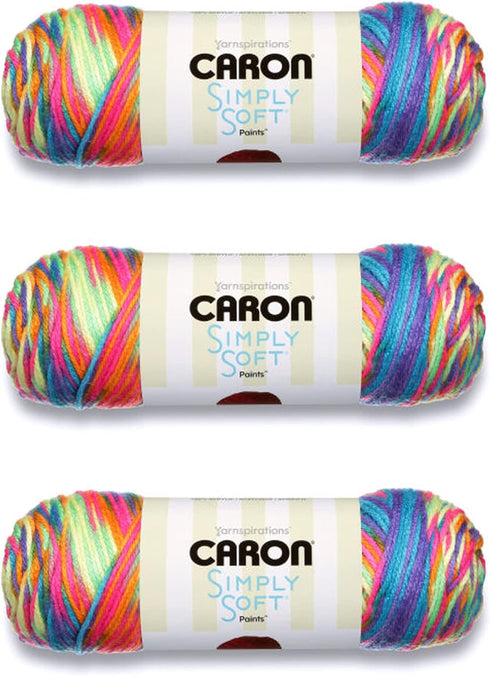 Caron Simply Soft Rainbow Bright Paints Yarn - 3 Pack of 141g/5oz - Acrylic - 4 Medium (Worsted) - 235 Yards - Knitting, Crocheting & Crafts......