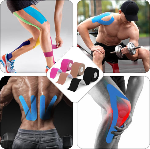 3 Rolls 2inch x 16ft Kinetic Tape Breathable Hypoallergenic Elastic Athletic Tape for Ankle Wrists Knees Elastic Running Tennis Swimming Football ...