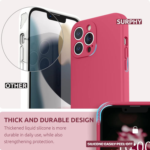 SURPHY Compatible with iPhone 13 Pro Max Case with Screen Protector, (Camera Protection + Soft Microfiber Lining) Liquid Silicone Phone Case 6.7 i...