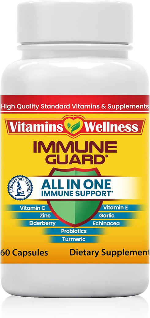 -10 in 1- Made in USA Immune Support Supplement–Elderberry Immune Guard and Booster with Zinc and Vitamin C, Vitamin B6, Turmeric, Garlic, Echinac...