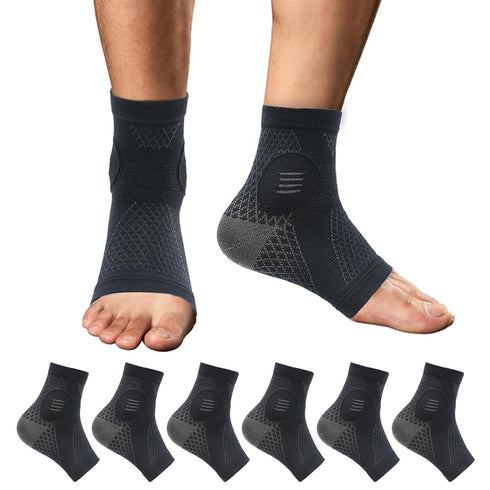3Pairs Plantar Fasciitis Socks - Neuropathy Socks - Ankle Compression Sleeve - Toeless Compression Socks with Foot/Arch Support for Heel Spurs, Fo...