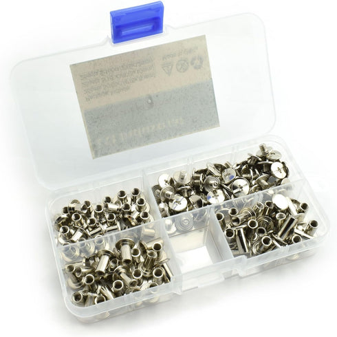 LQ Industrial 75 Sets Silver M5 Chicago Screw Assorted Kit Slotted Phillip Head Binding Screws Rivet Assembly Bolt Nail Rivet for Book Binding DIY...