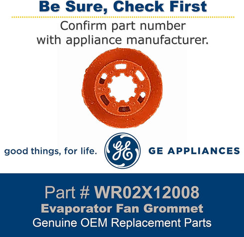 GE WR02X12008 Genuine OEM Evaporator Fan Grommet (Red) for GE Refrigerator