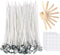 Candle Wicks 100 Pcs 6 inch with 30Pcs Candle Wick Stickers and 10 Pcs Wooden Candle Wick Centering Device for Soy Beeswax Candle Making and Candl...