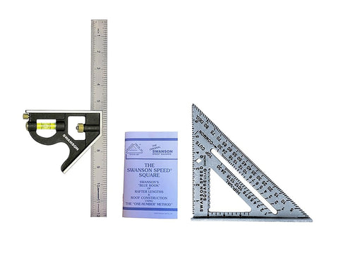 Swanson Tool Co S0101TC132 Value Pack with Speed Square Layout Tool, Blue Book and 12 Inch Combination Square...