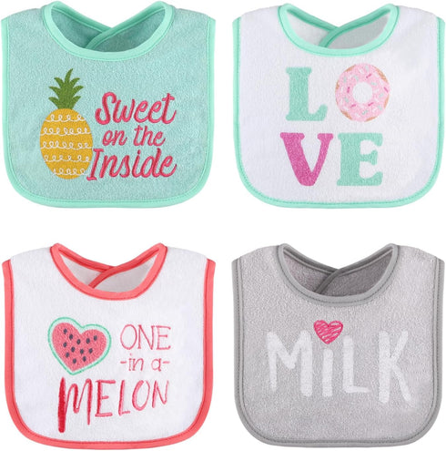 The Peanutshell Baby Girl Terry Bib Set of 8-100% Cotton, Soft, Absorbent Baby Bibs, Toddler Girl Set, Newborn & Infant Bib - Pink...
