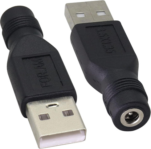(2 Pack) USB to DC 3.5×1.35mm Power Adapter 5 Volt USB 2.0 A Male to DC 3.5×1.35 mm Female Jack DC 5V Barrel Power Plug Charger Cord Connector for...