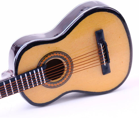 Dselvgvu Wooden Miniature Guitar with Stand and Case Mini Musical Instrument Miniature Dollhouse Model Home Decoration (6.51"x2.28"x0.89")...