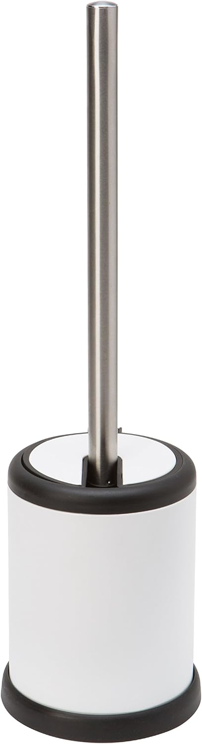 Bath Bliss Toilet Brush and Holder | Self Closing Lid | 360 Degree Brush Head | Bathroom Cleaning | Compact Size | Storage and Organization | Whit...