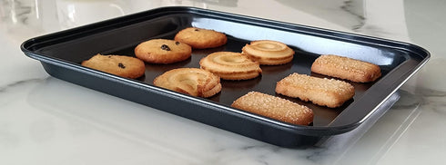 Small Baking Sheet Nonstick 9.45 X 7.09 Inch (Inner 7.5x6), 8 Inch Mini Cookie Tray Toaster Conventional Oven Pan No Warp No Rust Magnetic Bakewar...