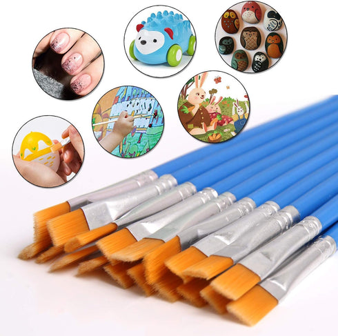 DECYOOL 60 Pcs Paint Brushes Set Kids Nylon Flat Hair Small Oil Watercolor Artist Painting Kits Bulk for Acrylic Painting...