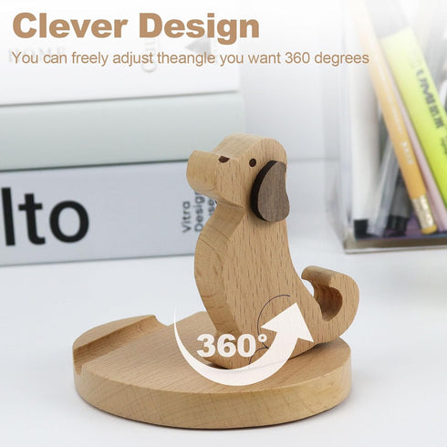 Wooden Cell Phone Holder, Wooden Smartphone Desk Holder with Anti-Slip Base for All Mobile Phones (Dog)......