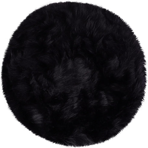 uxcell Faux Fur Round Rug,Fluffy Area Mat,Fluff Rugs for Bedroom Floor Sofa Living Room 2 x 2 Feet Black...
