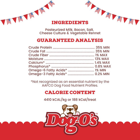 DOG-O'S CHEESY CHOMPERS, Bacon, All-Natural, Made in The USA, Grain Free, Gluten Free, Real Cheese Treats for Medium & Large Dogs (Pack of 2 Crunc...
