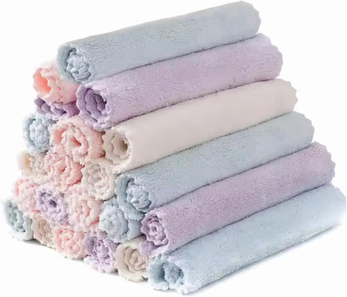 Set of 5 Coral Fleece Turkish Towel Home Textile for Kitchen Cleaning Cloth, 10x10inches (Lilac)...
