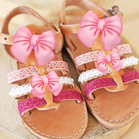 8Pcs Pink Bows Shoe Charms, DIY Bowknot Sandals Decorations, Pink Sandals Charms, Fashion Charms for Shoe, Easy to Install for Women Girl Party (R...