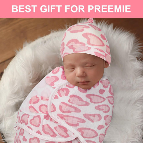 3 Pack Preemie Swaddle Blanket with Hat Set Preemie Hats Baby Receiving Blanket Swaddle Wrap for Preemie Newborn (Cute Style)...