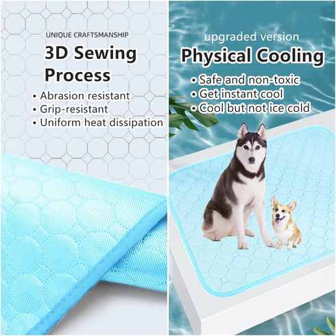 Dog Cooling Mat, Pet Cooling Mat for Dogs No Water or Electricity Needed Dog Cooling Pad for Kennels, Crates, Cars, Indoor & Outdoor Ice Silk Cool...