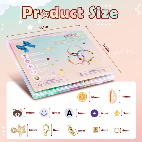 FZIIVQU 6100Pcs Clay Beads Bracelet Making Kit for Girls 24 Colors Friendship Bracelet Beads Kit with Letter Beads Polymer Heishi Bead for Jewelry...