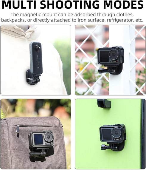 CAPART Quick Release Strong Magnetic Mount Chest for Action Cameras, like DJI OSMO Action 4 3 DJI Pocket 3 2 Insta360 X4 X3 X2 One RS, Go Pro 12 1...