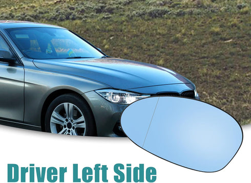 ACROPIX Car Rearview Mirror Driver Left Side Heated Mirror Glass Replacement Fit for BMW 328xi with Backing Plate Heated - Pack of 1 Blue Glass...