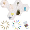6Pcs White Hexagon Bulletin Board Strips,White Felt Pin Board Bar Strips with 50 Pushpins, Self-Adhesive Felt Cork Board Strips for Wall to Displa...