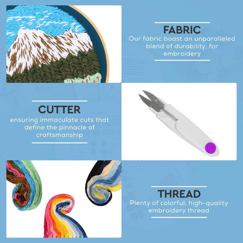 Fashhut Set of 3 Embroidery Kit for Adults with Patterns and Complete Instructions – Landscape Hand Embroidery Kits with 1 Embroidery Hoop, Needle...