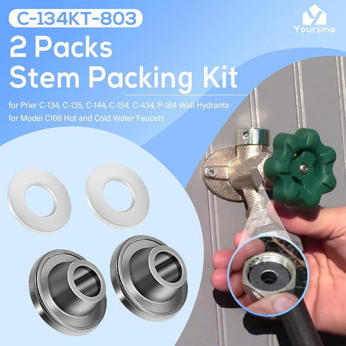 2 Kits of C-134KT-803 Stem Packing Replacement Kit for Prier C-134, C-135, C-144, C-154, C-434, C-108, P-164 Wall Hydrants...