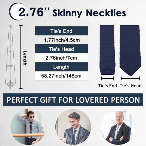 Mantieqingway Pointed Knit Ties for Men Pure Color 2.76'' Skinny Neck Tie Formal Business Knitted Tie for Daily Wedding Party...