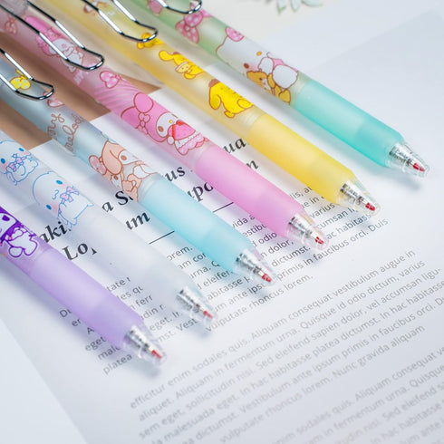 6 Pcs Cartoon Ballpoint Pens Anime Gel Ink Pen Black 0.5mm Melody Kitty Gifts Cute Kawaii School Supplies Set For Kid Teen Girls Students...