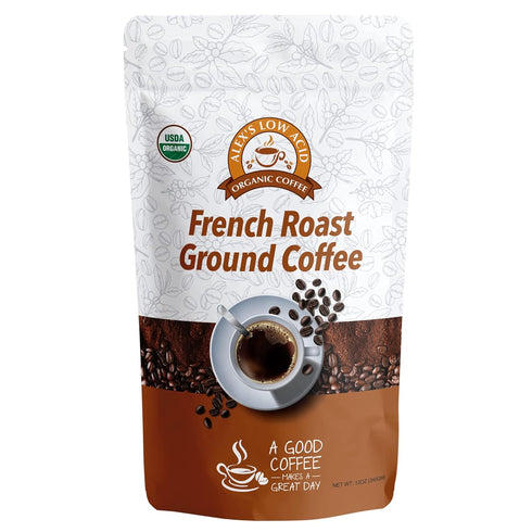 Alex's Low Acid Organic Coffee 12oz Bag - Fresh Ground French Roast (Pack of 1)...