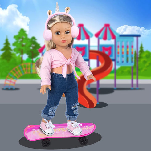 ZITA ELEMENT 18 Inch Girl Doll Scooter Skateboard Clothes and Accessories - 18 Inch Doll Clothes Set Sport Shoes Scooter and Other Outdoor Sport S...